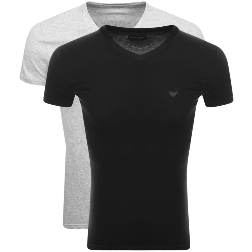 Alternative Image for ProductEmporio Armani 2 Pack V Neck Lounge T Shirts Black1